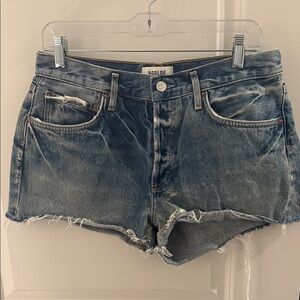 Agolde Distressed Blue Jean Shorts